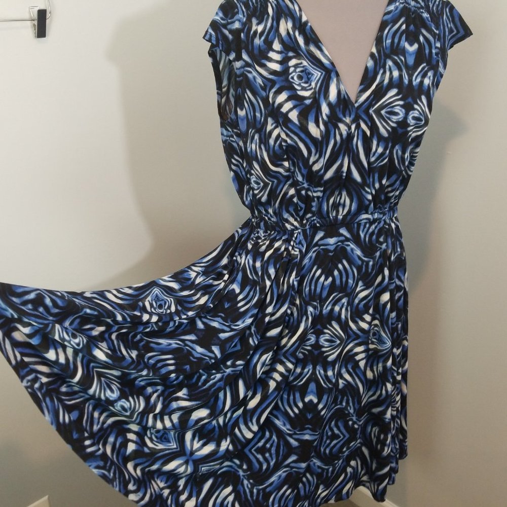 Taylor Blue & Black Wrap Dress 8